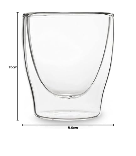 DUOS® Jumbo 6er Set Latte Macchiato Doppelwandige Gläser - 2x 80ml + 2x 310ml + 2x 410ml + 6x Löffel, Kaffeegläser für Cappuccino & Latte Macchiato