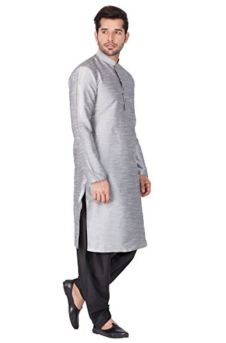 Image of VASTRAMAY Men Cotton Silk Kurta and Cowl Dhoti Pant Set