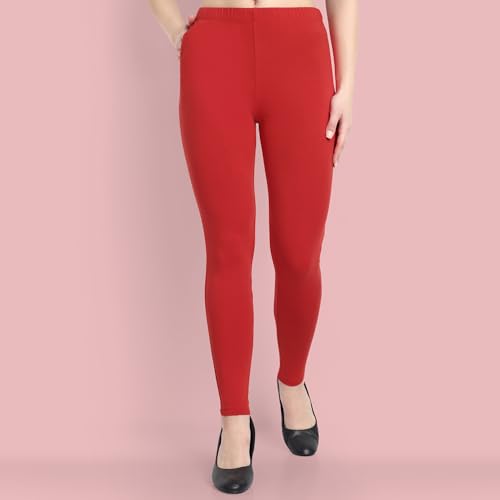 Image of ONE SKY Women Full Length Leggings | Cotton Modal Spandex Blend | High Waist Stretchable & Bio-Washed Fabric | Colour-Lock Technology | Comfortable Leggings for Women