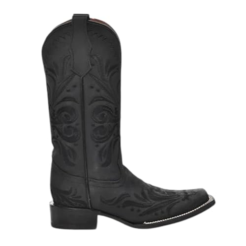 Corral Boots Women's All Black Tooled Inlay Square Toe Boots