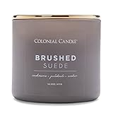 Colonial Candle Brushed Suede Scented Jar Candle, Pop of Color Collection, 3 Wick, Grey, 14.5 oz - Up to 60 Hours Burn
