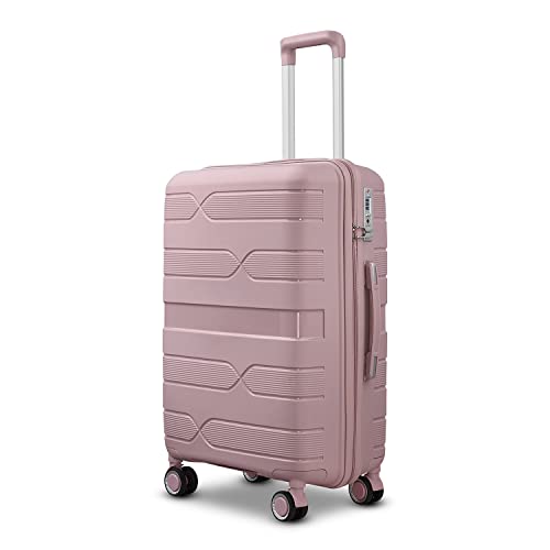 Luggage 3 Piece Set Expandable Suitcase PP with TSA Lock Spinner Carry on 20in24in28in (3 piece 1 set of Rose gold)2