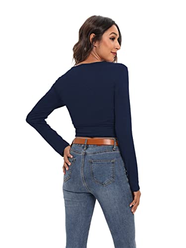 Image of Famulily Women's Sexy Deep V Neck Bandage Surplice Wrap Crop Top