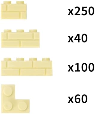 Feleph 450 PCS Masonry Profile Bricks Wall Building Blocks Set (Tan) - 1