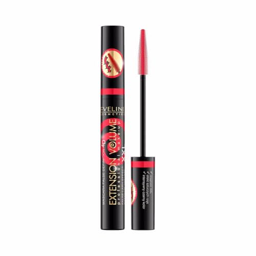 Image of Eveline Cosmetics Extension Volume Mascara False Definition 4D - Intense Black, Volumizing, Lash-Lengthening Formula with Bold & Flexy Brush