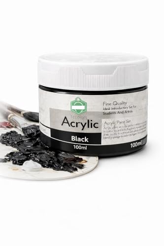 Image of Acrylic paint 100ml for artist & craft Painting colour smooth Finish Art paint Perfect for Canvas Wood (Black)