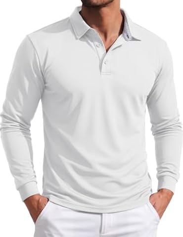 MAGCOMSEN Men's Polo Shirts Long Sleeve Performance Quick Dry Golf Shirt — $17.99 (36% off)