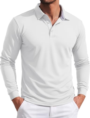 MAGCOMSEN Men's Polo Shirts Long Sleeve Performance Quick Dry Golf Shirt