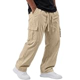 SGYCNGU Linen Cargo Pants for Men Drawstring Elastic...