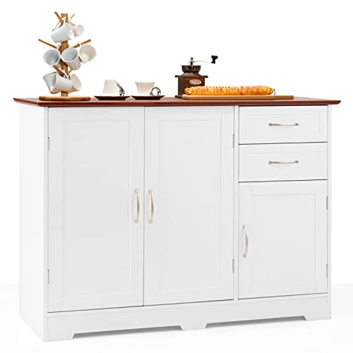 Petsite Buffet Cabinet, Kitchen Sideboard With Storage Cabinets & Drawers, Adjustable Shelf, Modern Credenza Coffee Bar Server Console Table Cupboard For Entryway Living Dining Room #TOP9