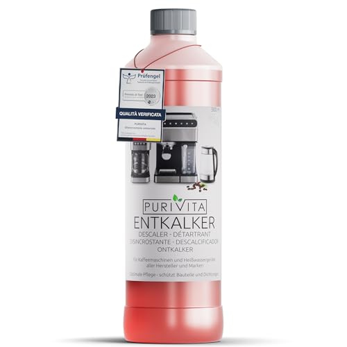 Immagine prodotto: PURIVITA® Universale Decalcificante Macchina Caffè [500ML] - Anticalcare Pulizia Macchine Caffe - Liquido Disincrostante per i Modelli Delonghi, Nespresso, Dolce Gusto, Lazzata & Altri Ancora