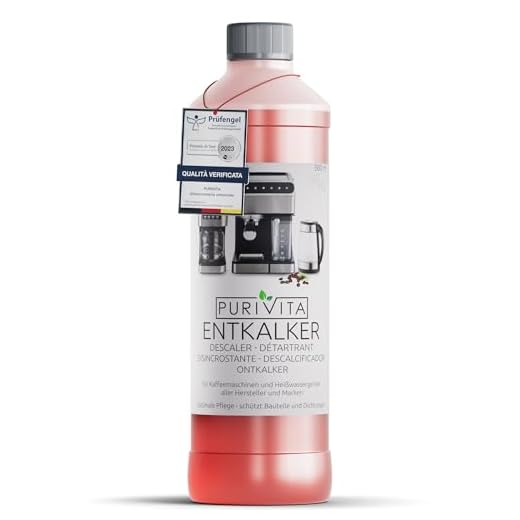 PURIVITA - Descalcificador para cafeteras de uso universal (500 ml) - Descalcificador para cafeteras para TODAS las marcas habituales - Descalcificador para cafeteras