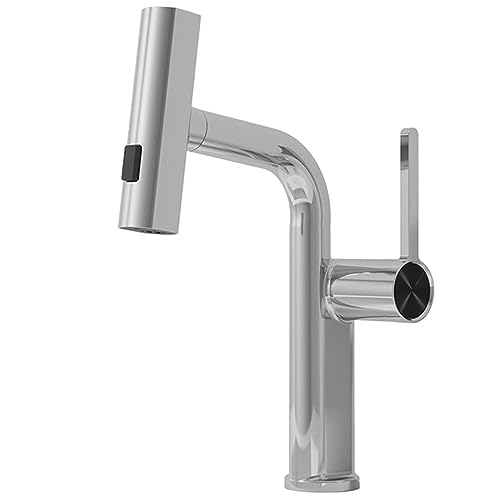 Robinet cascade pour lavabo de salle de bain moderne gris chrome avec douchette