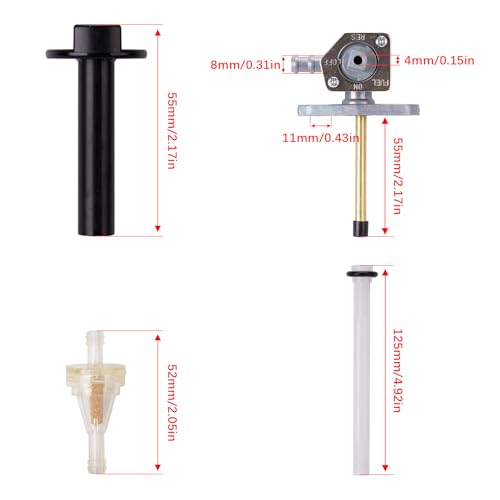 Image of Fuel Valve Petcock with Lever Screw Compatible with Honda Recon 250 TRX250 TE /TM Rancher 350 420 Foreman 400 Foreman 450 FourTrax Foreman Rubicon 500 TRX350 400 420 500 16950-HN7-003 16963-HM8-000ZA