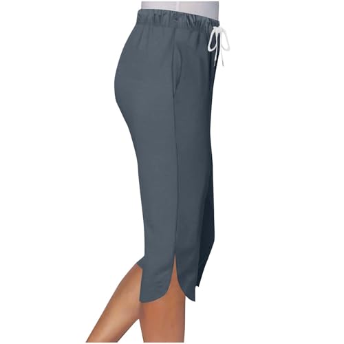 Women Capris for Summer Casual Crop Pants Petite Lightweight Stretch Elastic Waist Pull On Yoga Capris with Pockets3