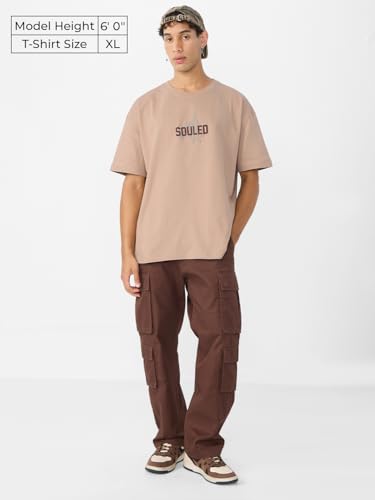 Image of The Souled Store Mr. Soul Men and Boys Short Sleeve Round Neck Purple Graphic Printed Cotton Oversized T-Shirts