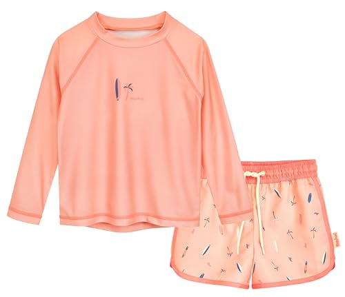 Playshoes Mädchen Zweiteiler Lang Rash-Guard-Set, Rosa Langarm Surfbrett, 110-116