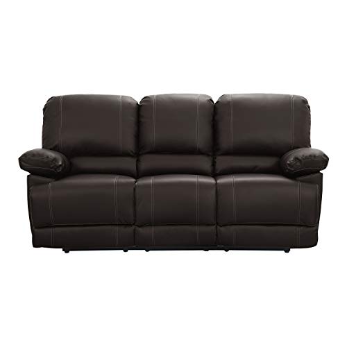 Lexicon Randolph Faux Leather Double Reclining Sofa With Dropdown Table, 81" W, Dark Brown #TOP1
