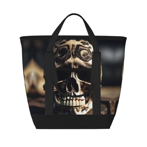 Sac isotherme grande capacité noir motif squelette de roche pour courses et repas