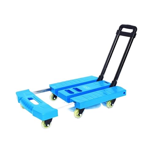 Foldable Hand Cart 6 Wheel Trolley with Adjustable Extendable Handle Dimeons 48x35 61.5x35 cm Lightweight Portable Utility Cart for Shopping and Outdoor Use