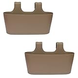 Engelland 2 x Blumenkasten zum Auf-Hängen, Farbe: Braun, Blumentopf, oval, Balkon, Übertopf, Pflanzkasten, mit Wasserspeicher/Wasserauffangschale