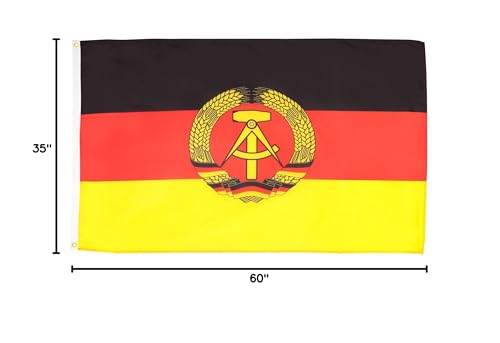 Image of AZ FLAG - East Germany Flag - 3x5 Ft - 100D Polyester German Rda Banner with Two Metal Grommets - Fade Resistant - Vivid Colors - 3' x 5' Feet - 150x90 Cm