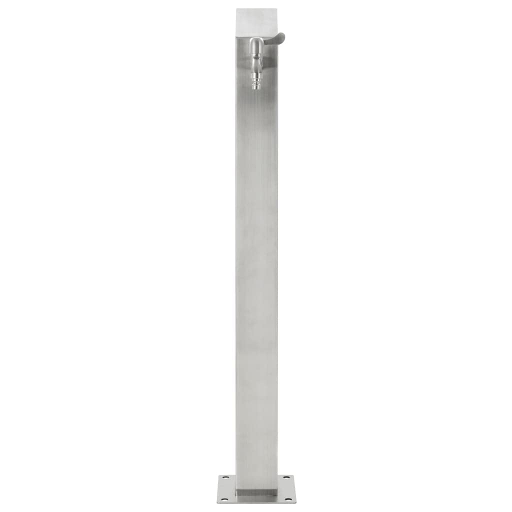 Garten-Wassersäule Edelstahl Quadratisch 95 cm - Freistehende Wasserzapfstelle mit Wasserhahn für den Außenbereich inkl. Gardena-Adapter