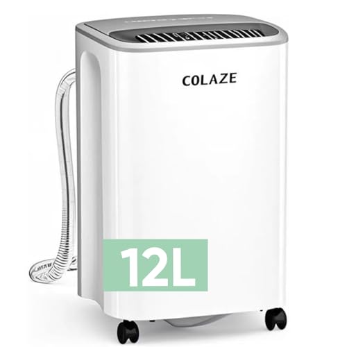 COLAZE Deshumidificador de moho para el hogar 12L/24h, Apto hasta 120 m³/30 m², Deshumificadores de humedad silencioso, Desumidifador electrico para la Humedad Interior, Dehumidifier para Baño, bodega COLAZE Deshumidificador de moho para el hogar 12L/24h, Apto hasta 120 m³/30 m², Deshumificadores de humedad silencioso, Desumidifador electrico para la Humedad Interior, Dehumidifier para Baño, bodega