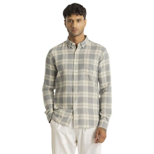 Image of SNITCH Beacon Light Grey Checks Linen Shirts