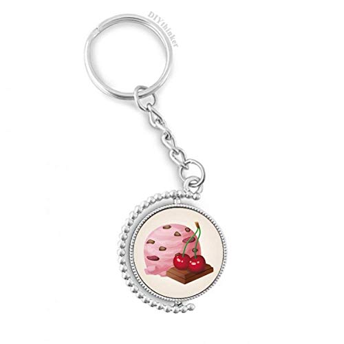 Llavero de helado de cereza DIYthinker con bola giratoria y anillo