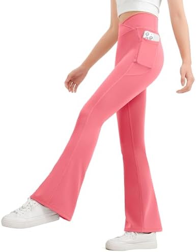 JOCMIC Girls Flare Leggings Kids Bell Bottom High Waisted Yoga Dance Flared Bootcut Pants