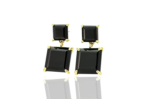 Boucles d'oreilles onyx noir pendantes en pierres précieuses et gemmes fait main