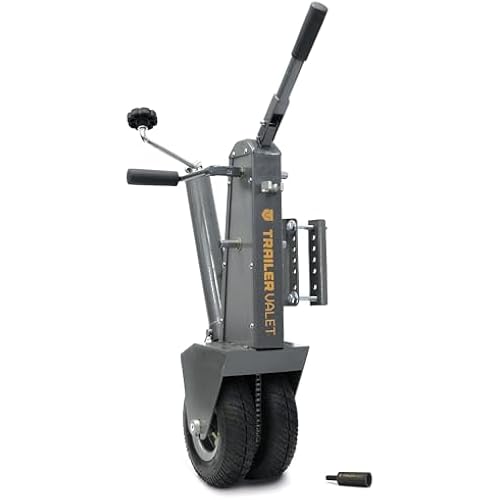 Trailer Valet TV5X Drill Powered Dolly Mover with Jack – 5,000 LB Towing Capacity, 500 LB Tongue Weight – Built-in Jack, Brake System, TVDA Drill Adapter, 8 Inch Bracket – Boat and RV Compatible