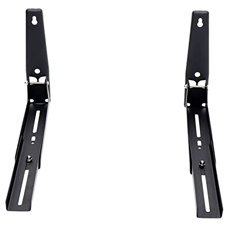 2PCs Retractable Foldable Stainless Steel Microwave Oven Rack, Black Wall Mount Sturdy Microwave Shelf Bracket Wall Mount Kit Foldable Stretch Wall Mounted Rack Shelf Oven Stand Shelf Racks with Screw - Thumbnail 4