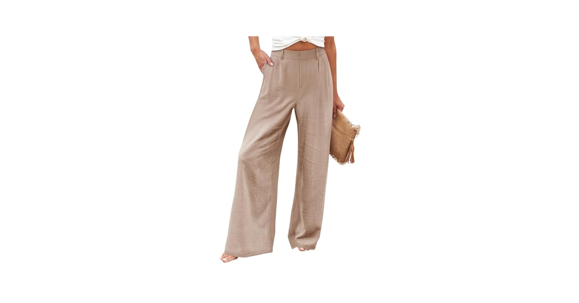 Linen Dress Pants Women Casual Summer Elastic Womens