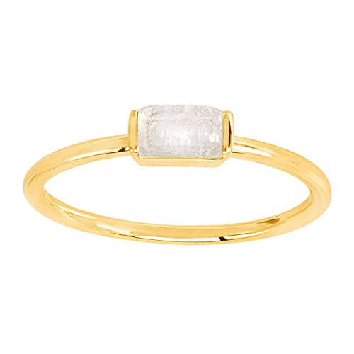 Finecraft Baguette-Cut Natural Moonstone June Birthstone Ring in 1K Gold, Size 6, Size 6