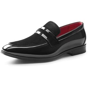 Bruno Marc Men's Tuxedo Patent Loafers Classic Velvet Slip-on Dress Shoes 9 Black