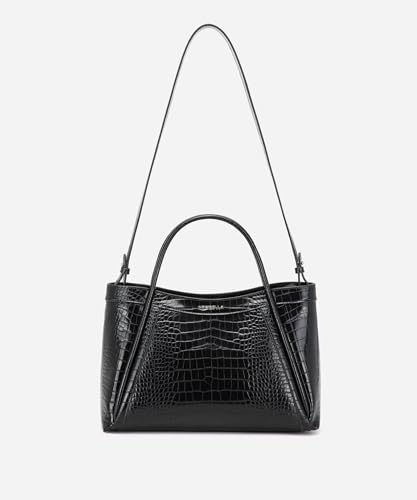 Image of NEWBELLA Tote Bag for Women, Vegan Leather Crossbody Shoulder Bag, Top Handle Satchel Purse for Work, Travel, Daily Use (Black-3