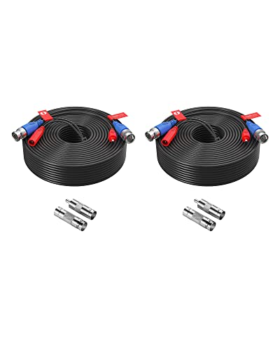 ZOSI 2 Pack 100ft All-in-One Video Power Cable, BNC Extension CCTV Camera Cable for Security DVR System, Included 2X BNC Connectors and RCA Adapters