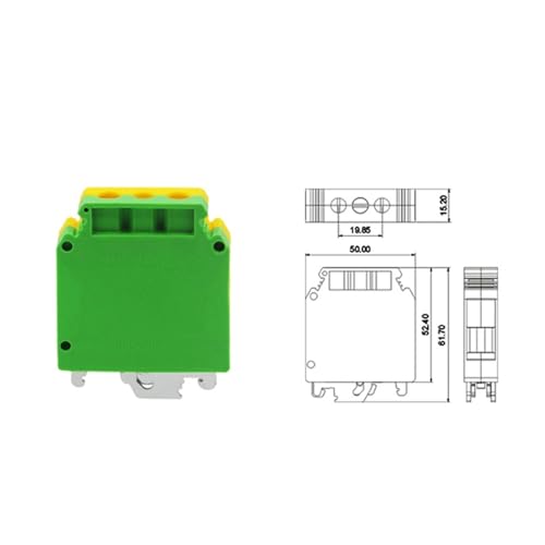 Bloque de terminales USLKG35 de tierra para carril DIN con conector de cable verde amarillo de 5uds 7