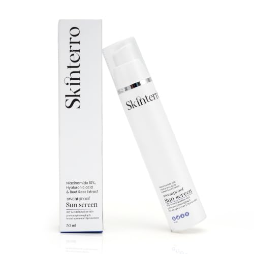 Image of Sun Defense Cream with Niacinamide 10% Hyaluronic Acid & Beet Root Extract SPF 50 PA+++ Sweatproof Lightweight Face Sunscreen for Oily & Combination Skin Daily UV Protection 50 ml