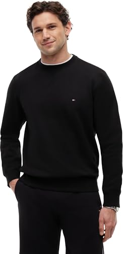 Tommy Hilfiger Sweat Homme Essential Fleece Crew Neck Regular Fit, Noir (Black), M