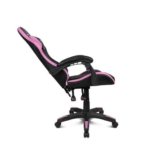 DR35 - Sedia professionale, Similpelle, Braccioli imbottiti, Pistone classe 3, Base in nylon rinforzato, Sedile basculante, Altezza regolabile, Cuscino lombare/cervicale, Nero/rosa - Sedia gaming - Immagine 8