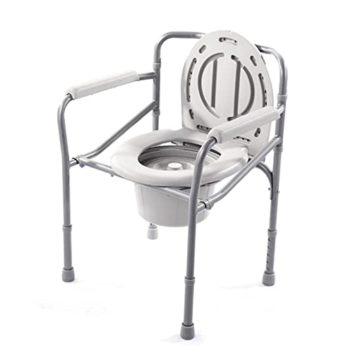 HEBEHO Klappbarer Toilettenstuhl Duschstuhl mit Eimer, verstellbare Nachtstuhl, erhöhter Toilettensitz mit Armlehnen/Rückenlehne, Tragfähigkeit 130 kg Cover
