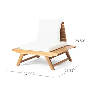 GDFStudio Outdoor Wooden Club Chairs with Cushions (Set of 2), White and Teak Finish GDFStudio Outdoor Wooden Club Chairs with Cushions Set of 2 White and Teak Finish