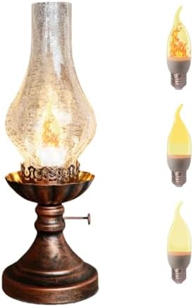 Vintage Table Lamp - 3 Modes Dimmable Retro Rustic Desk Lamp with...