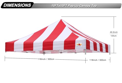 Image of ABCCANOPY Replacement Canopy Top for Pop Up Canopy Tent 10x10 Red Stripe