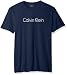 Calvin Klein Men's Short Sleeve Space Dye CK Logo Crew Neck T-Shirt, Atlantis, Medium
