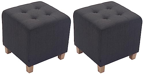 CLP 2er Set Sitzhocker Pharao mit Stoffbezug I Sitzwürfel mit hochwertiger Polsterung und Bodenschonern, Farbe:dunkelgrau