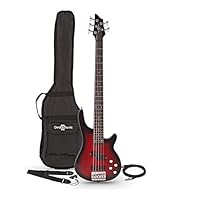 5 String Bass Guitar with Stylish Trans Red Burst Finish Lightweight And Ergonomic Body Delivers Maximum Playability Warm And Rounded Tone with Plenty of Sustain Versatile Pickup Configuration with 1 Single Coil & 1 Split Coil Pickup Jack Cable, Stra...